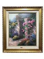 Thomas Kinkade "The Rose Garden" Art on Canvas