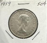1959 50 Cents Silver Coin