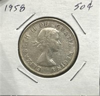 1958 50 Cents Silver Coin