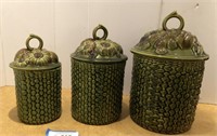 MCM Styled Ceramic Canister Set Avocado Green