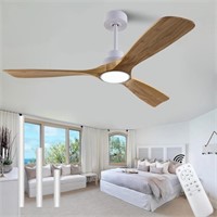 52" Wood Ceiling Fan with Lights Remote Control