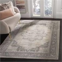 5' Round Halma Oriental Cream/gray Area Rug