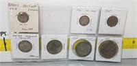 Set Of 7 Great Britian Coins - 3 Pence, 6 Pence,