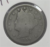 OF)  1899 liberty nickel condition G