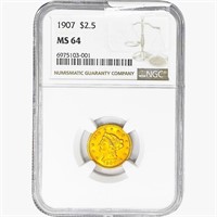 1907 $2.50 Gold Quarter Eagle NGC MS64