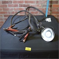 Jumper cables and hanging light