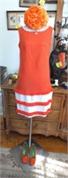 VINTAGE ORANGE GO-GO DRESS, HAT & SHOES