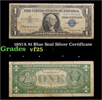 1957A $1 Blue Seal Silver Certificate Grades vf+