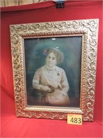 Vintage Victorian Woman Framed Portrait
