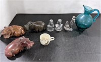 Hippos, Pewter Pieces, Vase & Child's Cup