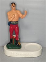 "ANTIQUE" BOXING FIGURINE AND STAND
