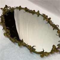 Brass sculpted edge dresser top mirror