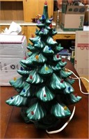Large green ceramic Christmas tree- music box on m