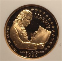 $5 Gold 1993-W James Madison PF69 Ultra Cameo  NGC