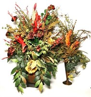 Floral Arrangements in Metal Vase & Planter