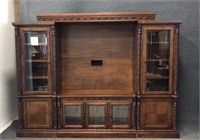 Carved Entertainment Center w/ Glass Doors