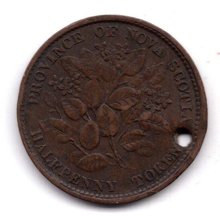 1856 Nova Scotia Halfpenny Token