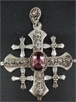 Gorgeous .950 silver cross from Jerusalem with pol