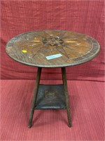 Folk art game table with TCA and inlayed in the