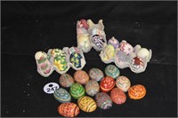 Ceramic & Wooden Painted Egg Lot