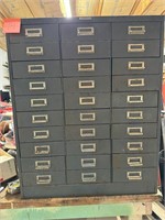 30 Drawer Metal Cabinet 36.75” T, 30” W, 12” D