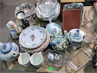 Casserole dishes, hen on nest, Tea pots and other