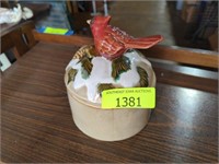 Ceramic Round Bird Theamed Covered Dish