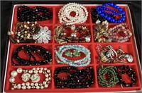 ASSORTED COSTUME JEWELRY TRAY, SARAH COVENTRY,