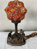 Art Deco Splatter Glass Figural Lamp Musicians