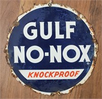 "Gulf No-Nox" Single-Sided Enameled Metal Sign