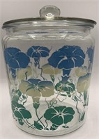 Glass Morning Glory Canister/Cookie Jar
