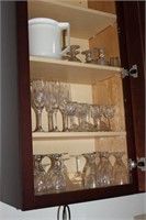 cabinet of stemware, plastic pitcher various