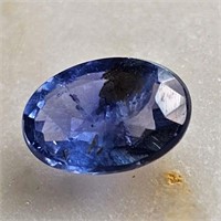 CERT 0.86 Ct Faceted Heated Blue Sapphire, Oval Sh