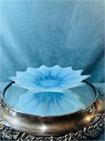 Fostoria Blue-Green Heirloom Flower Float