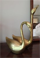 Pair of MCM Brass Swans