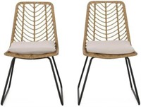 2pc Rattan Outdoor Dining Chairs with Cushion