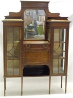 Edwardian Carved Etagere Cabinet