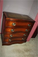 Mahogany 4-Drawer Small Chest with Leather Top