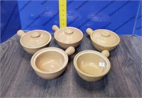 5 Vintage Pottery Soup Cups