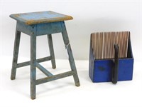 (2) blue painted items, 19th century, to include
