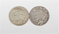 2 BETTER DATE PEACE DOLLARS - 28-S and 35-S
