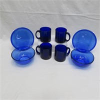 Cobalt Mugs / Plates / Bowls - Glass - Vintage