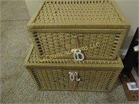 pair wicker baskets storage