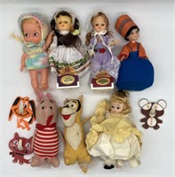 (A) vintage dolls, Winnie the Pooh items, and