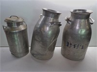 Lot of 3 Stainless Dairy Cans: As-Is