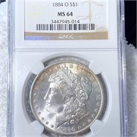 1884-O Morgan Silver Dollar NGC - MS64