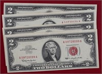 4 - Better Condition $2 Red Seal Notes