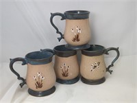 Vintage Signed Jayce's Stoneware Glazed Mugs,