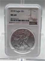 2018 NCG MS69 Silver American Eagle