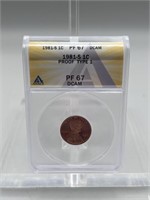 1981-S PF67 DCAM Proof Type 1 Lincoln Penny